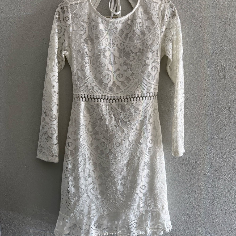 ROSEDRESS, Elegant White Lace Mini Dress